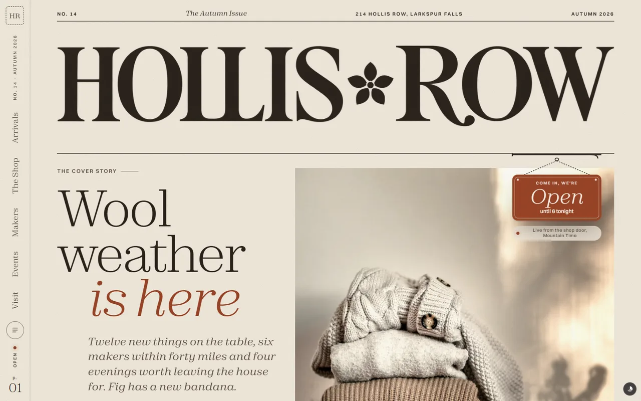 The Hollis Row website demo