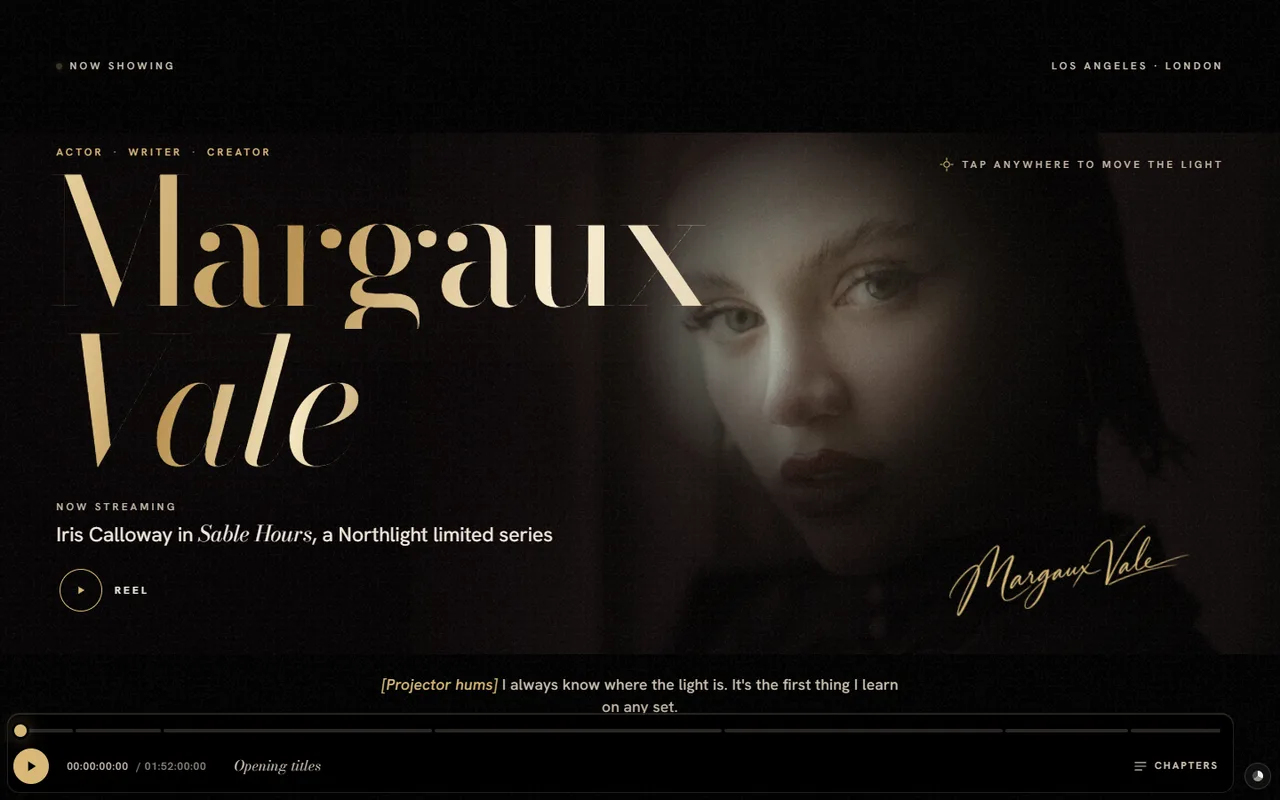 The Margaux Vale demo's home page