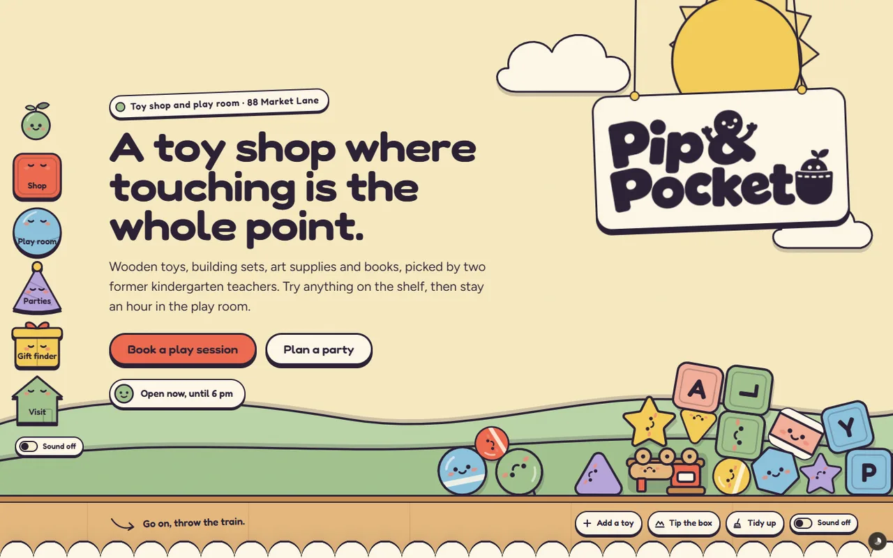 The Pip & Pocket demo's home page