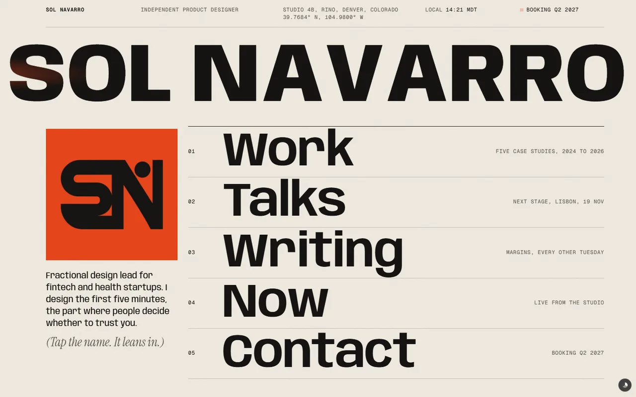 The Sol Navarro website demo